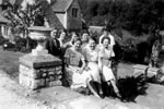 On steps of St. Catherine's Court & Church with Hanham/Kingswood aunts Madge & Jessie & friends over from Bristol, c1948.