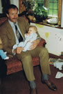 Proud godfather with baby JACK Sherborne Abbey christening 1985 (baby doesn't look too sure!). (Jack now 25, accountant, is an executor to my new 2010 Will!!) Time flies!