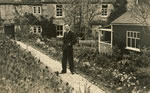 A photo of Evelyn's husband and Jonathan's father showing the original Tea Pavilion in front of The Mead