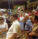 QUEENS SILVER JUBILEE PLOUGHMANS LUNCH AT SANDYBANK July 1977 opposite THE MEAD (in background with Valley view). 120 attended, Jonathan was Parish Chairman and Lady Craig Myle presented.