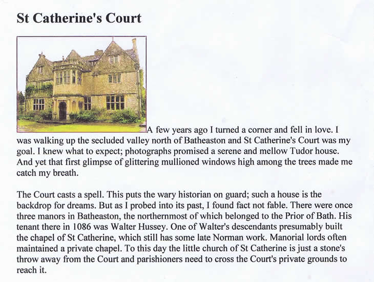 Article about St. Catherine's Court