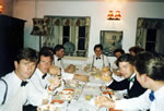 Dining room: 'The Honourables' stag party dinner 1990 - what followed was a very disturbed night in the house! Naughty boys!