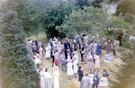 Wedding party on middle lawn where pavilion stood 1923-46.